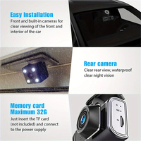 2.0 pouces ips écran large degré dash cam full hd 1080P wifi voiture dvr 3 lentilles tableau de bord caméra