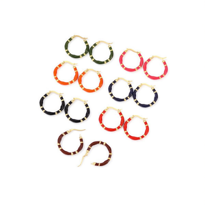 Boucles d'oreilles créoles en acier inoxydable couleur unie, plaquées or, bijoux de mode pour femmes, accessoires de fête - Product Image 2