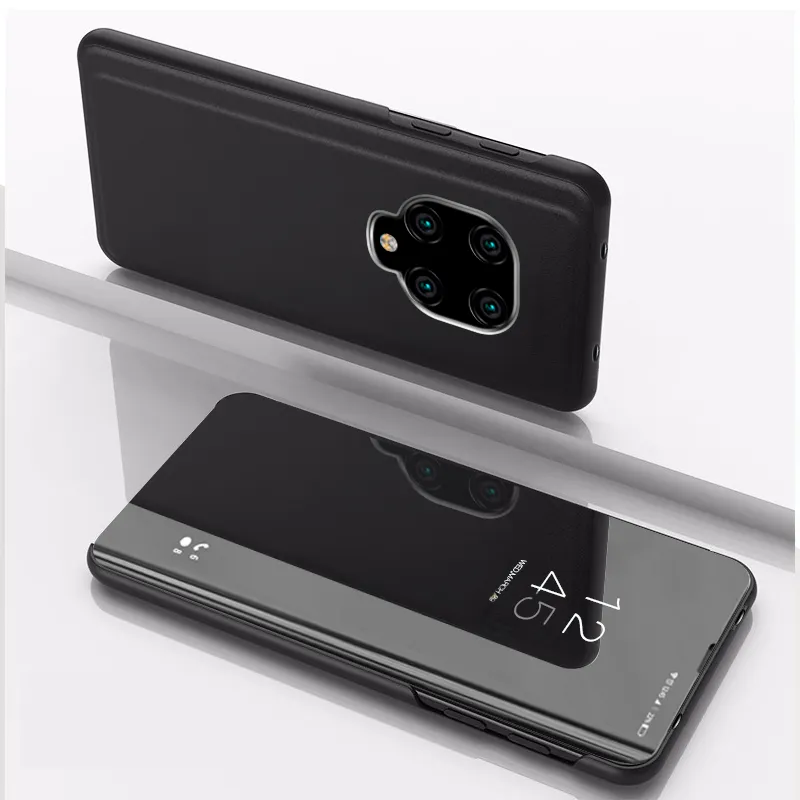 Nieuwe Smart Lederen Telefoonhoesje Helder Zicht Spiegel Flip Case Voor Xiaomi Redmi Note 9S Note 13 12 11 10 9 Pro Max