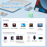 Adaptateur personnalisé GaN Type c Chargeurs de téléphones portables Chargeurs pour ordinateurs portables EU 100W 3 ports Gan PD Chargeur Vert