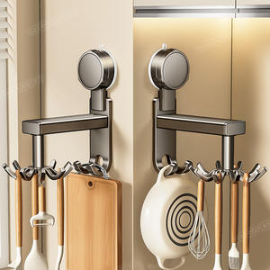 Support mural rotatif L teng à ventouse puissante pour cuisine, gris anthracite, sans perçage, pour casseroles, poêles et ustensiles - Product Image 4