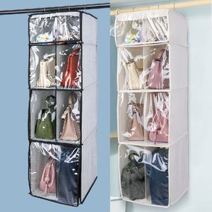 Sac de rangement suspendu en tissu multi-couches transparent, entièrement fermé, anti-poussière, avec crochets, capacité 35L pour placard - Vente en gros - Product Image 2