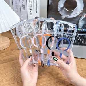 เคสโทรศัพท์แม่เหล็กใสสำหรับ iPhone 18 17 16 Pro Max ปุ่มสีตัดกันสวยงาม พร้อมรูสำหรับสายคล้อง ป้องกันการกระแทก ใส โปร่งแสง - Product Image 3