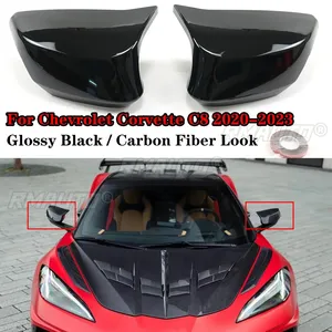 Pour Chevrolet Corvette C8 2020-2023, une paire de coques de rétroviseurs latéraux, accessoires de voiture, aspect carbone noir brillant - Product Image 1