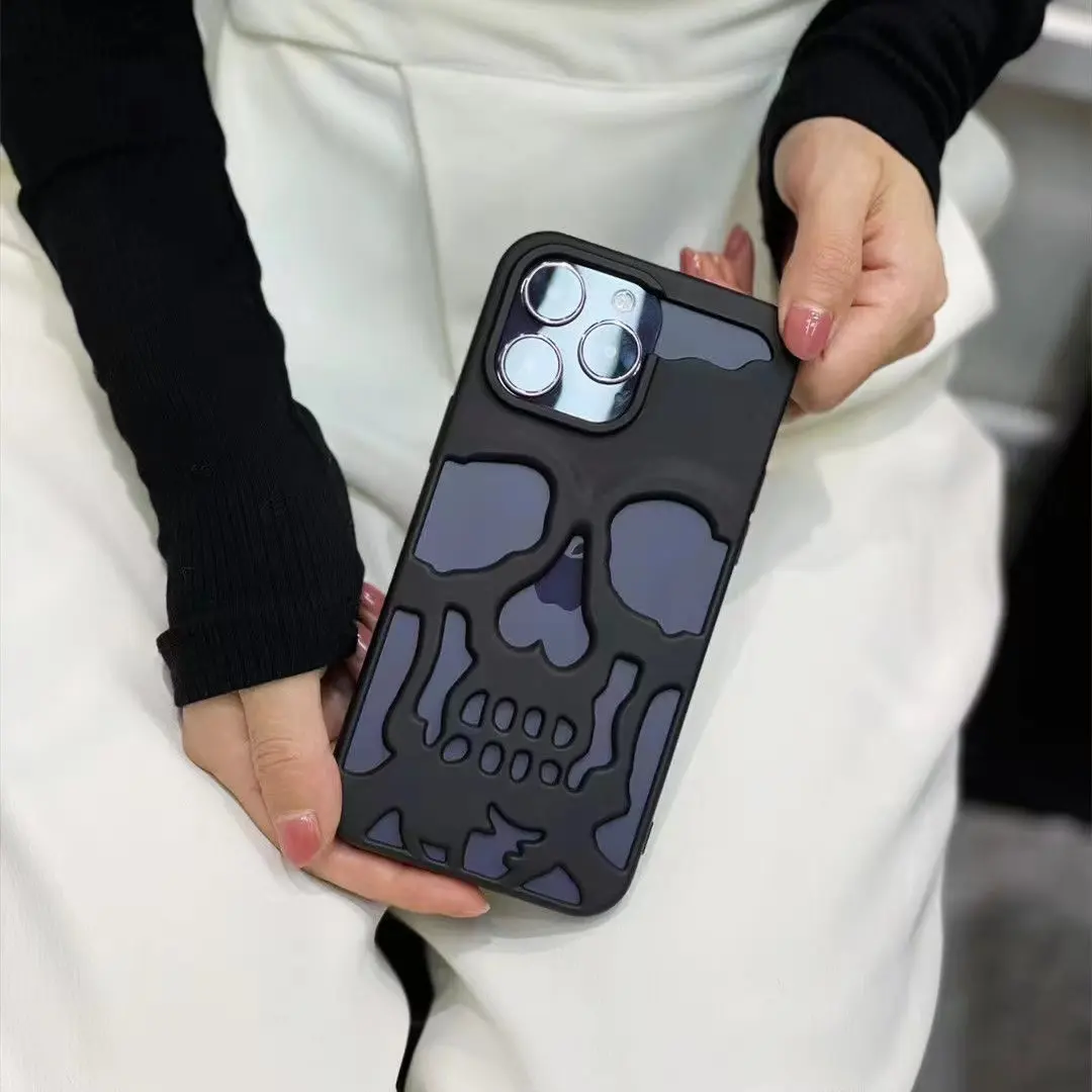 Creative Skeleton fun hollow phone case for iPhone14Promax dark skull phone case antidrop case