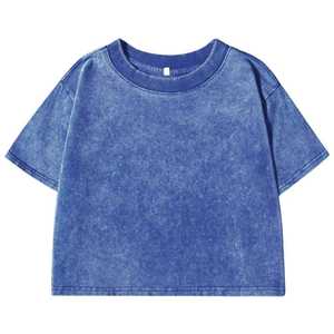 Wholesale Print Solid Color Slim Washed T-Shirt Women Soft Cotton Tee Oversized <strong>Crop</strong> <strong>Top</strong> - Product Image 4