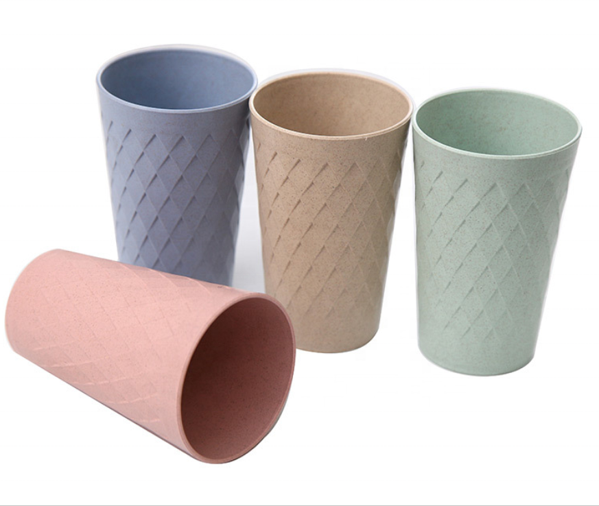 Небьющиеся многоразовые легкие пластиковые чашки 14 унций, экологически чистые чашки из пшеничной соломы для кемпинга и пикника