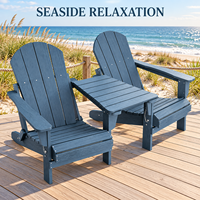 Ensemble de 2 chaises Adirondack pour loisirs de plein air avec table d'appoint connectable, chaise de jardin résistante aux intempéries pour terrasse extérieure