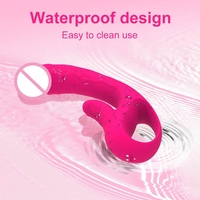Neuer 2-in-1 G-Punkt und Klitoris-Stimulator für Frauen, Stoßender Dildo mit Heizfunktion, Rabbit-Zungenvibrator, Wasserdicht, Silikon, Rosenrot, USB