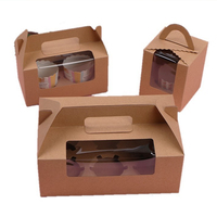 Boîtes à pâtisserie en papier kraft avec fenêtre, contenants portables en carton pour emballages de gâteaux et desserts à emporter