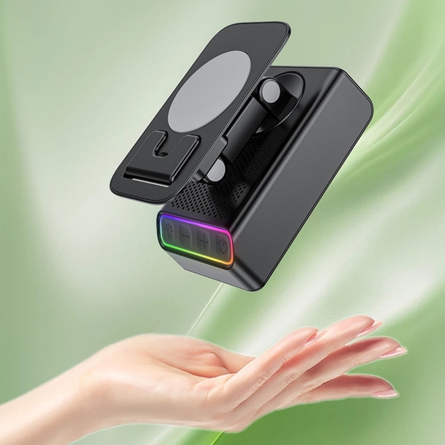 Desktop Sensing Bt Speaker With 360 Degree Rotating Phone and Tablet Ttand Function, RGB Color Lights, HIFI Sound Quality