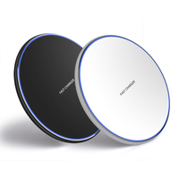 Chargeur sans fil Qi rond 15W, chargeur rapide, chargeur sans fil fin en alliage d'aluminium pour iPhone, pour Samsung, universel