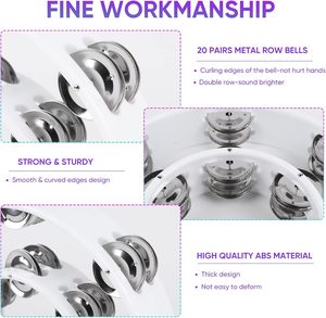 <span class=keywords><strong>Tambourin</strong></span> à main double rangée Percussion à main avec poignée ergonomique <span class=keywords><strong>Tambourin</strong></span> <span class=keywords><strong>demi</strong></span>-<span class=keywords><strong>lune</strong></span> pour KTV Party - Product Image 6