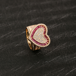 תכשיטי היפ הופ חדש טבעת לב נצחי נשים cz 14k מצופה זהב טבעת האהבה יום של ולנטיין - Product Image 4