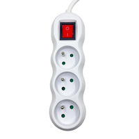 Multiprise à 3 prises avec interrupteur, norme européenne 16A AC250V, sécurité enfant CE, ABS, 1,5 m, usage domestique et commercial