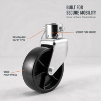 Roue pivotante en polyéthylène de 6 pouces pour cric de remorque, compatible avec tube de cric de 2 pouces (50,8 mm) avec goupille de sécurité pour bateau, utilitaire, camping-car, remorque