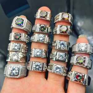 Venta al por mayor OEM ODM personalizado AU375 417 585 750 9K 10K 14K 18K joyería 2ct 8mm D Color <span class=keywords><strong>Moissanite</strong></span> diamante hombres anillo de oro - Product Image 6