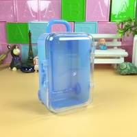 Mini valise en plastique transparente avec roulettes, boîte de rangement pour bijoux, bonbons et petits objets, idéale comme cadeau de fête ou de mariage