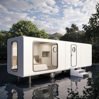 Maison capsule préfabriquée en acier de 8m de design contemporain de luxe Maison Apple Space 2 chambres à coucher avec caractéristiques solaires