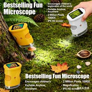 <span class=keywords><strong>Microscope</strong></span> de poche pour enfants, cadeau d'anniversaire d'usine, jouet pour enfants, <span class=keywords><strong>microscope</strong></span> miniature 1000X avec écran de 2 pouces, jouet scientifique pour enfants en plein air - Product Image 1