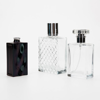 Flacons de parfum en verre transparent givré carrés plats vides Vista Luxury Custom 10ml 30ml 50ml 60ml 100ml avec bouchon à vis et boîte d'emballage