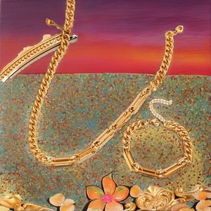 Juego de Joyería Fina de Moda para Mujer, Collar, Pulsera y Aretes con Números Romanos, Chapado en Oro de 18k, Resistente al Agua, con Diamantes, en Acero Inoxidable - Product Image 2