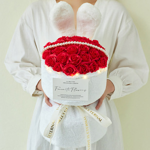 Sensazione avanzata orecchio di coniglio rosa Bouquet di sapone fiore di compleanno di san valentino regalo conservato piante per fidanzata - Product Image 6