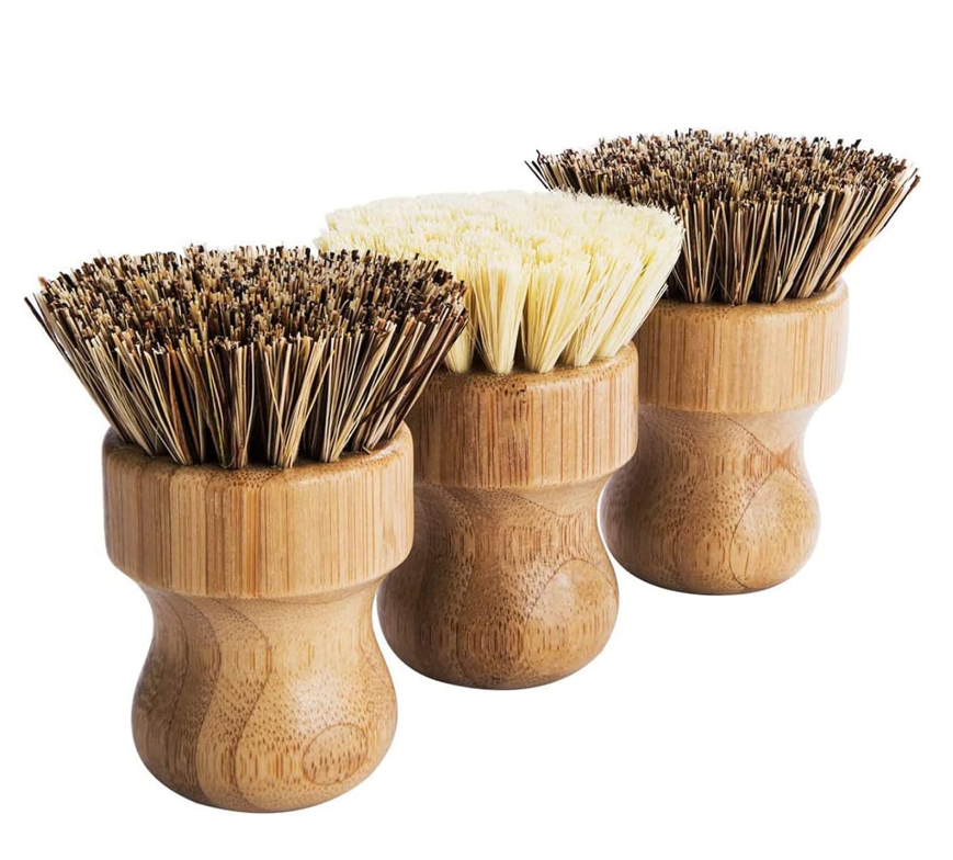 SINCERE Natural Wooden Dishwashing Brush Sisal Bamboo Round Cleaning Brush for Pots Pans Eco-Friendly Household Cleaning Tool