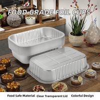 Gobelets de cuisson carrés en aluminium de qualité alimentaire avec couvercles transparents en PP, mini-contenants jetables multicolores pour gâteaux, 120 ml, 3000 ml, recyclables