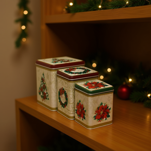 Homeera Christmas Storage Boxes Iron Rectangular Set Of 3 Decorative Holiday Containers For Home Storage - Product Image 2