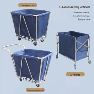 Hotel Collectie Linnen Kar Vierkant Recycling <span class=keywords><strong>Trolley</strong></span> Met Conische Roestvrij Staal Voor Wasruimte En Gastenservice - Product Image 2
