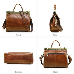 حقيبة عمل نسائية طراز Doctor من الجلد الطبيعي الأصلي المدبوغ نباتيًا، حقائب يد للسفر مع جيب للكمبيوتر المحمول لجهاز آيباد مقاس 10.5 بوصة - Product Image 3