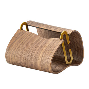 Caja de pañuelos de madera de nogal, decoración para sala de estar, caja de pañuelos combinada de hierro y madera, caja de almacenamiento de servilletas, caja de pañuelos para mesita de noche - Product Image 5