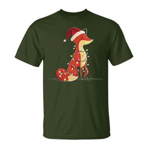Camiseta con gráfico de animales y luces navideñas de Fox, regalo navideño para hombres y mujeres, talla unisex S M L XL XXL - Product Image 1