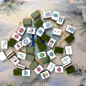 New Design Olive Green American Drake Mahjong Tile Set AcrylicTravel <b>Entertainment</b> American Design Mahjong Tiles for Table Game - Product Image 1