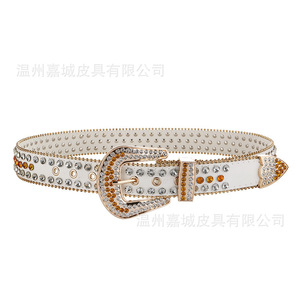 Cinturón Casual con Hebilla de Diamantes de Imitación Estilo Y2K 105cm 115cm 125cm 135cm Hebilla de Aleación Diseño Sólido Moldeado en una Sola Pieza - Product Image 2