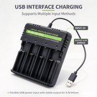 Chargeur de batterie au lithium 18650/26650/32650/14500/18500, 4 emplacements, 3,7 V, chargeur intelligent USB portable, prend en charge le démarrage Zerovolt
