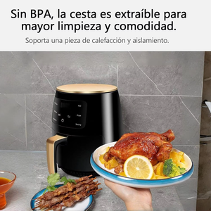 Friteuse à air numérique DON FELIZ AE107 4,5 L 1400 W, sans huile, avec revêtement céramique en plastique, panier unique, pour comptoir, ronde - Product Image 4