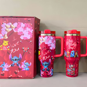 Custom Laser Engraved logo Kawaii Cartoon Thermosed Cup Vacuum Flask Straw Tumbler 40oz Insulated Outdoor Cup With Gift <b>Box</b> - Product Image 2