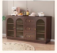 Armoire de rangement d'angle latérale en bois massif de luxe moderne Buffet de cuisine à manger mural avec portes et tiroirs