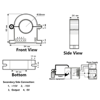 Module transmetteur de signal de courant perforé à effet Hall en boucle ouverte, à noyau divisé, AC/DC