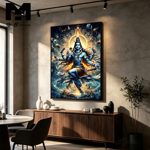 Décoration Murale Cosmic Dance Nataraja Lord Shiva – Peinture sur Toile du Dieu Hindou Shiva – Affiche Religieuse Imprimée sur Toile Encadrée - Product Image 2