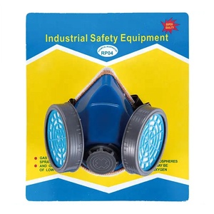 <span class=keywords><strong>Masque</strong></span> <span class=keywords><strong>respiratoire</strong></span> demi-visage industriel anti-poussière avec double <span class=keywords><strong>cartouche</strong></span> <span class=keywords><strong>filtrante</strong></span>, coque en PVC bleu et logo personnalisé - Product Image 2