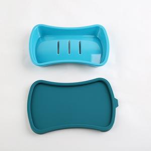 Jabonera Cuadrada de Plástico Azul, Desmontable, Minimalista, para Baño - Product Image 4