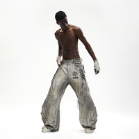 DiZNEW Jeans larges et amples de couleur claire pour hommes, gris, vêtements de rue pour hommes, fabricants en Chine