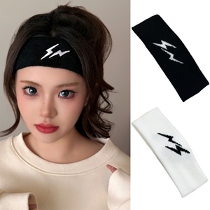 Faixa de Cabelo Elástica com Padrão de Raio, Larga, Tricotada, Acessório de Moda para Mulheres, Ideal para Esportes e Yoga - Product Image 1