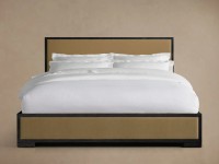 Lit Moderne de Luxe en Bois Massif avec Panneaux Rembourrés Design pour Chambres Parentales, Pièce de Mobilier de Luxe pour Hôtels et Villas