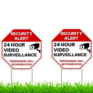 Panneau de surveillance vidéo 24h/24 avec piquets, panneau d'alerte caméra de sécurité pour la maison et l'extérieur Roc Xie - Product Image 1