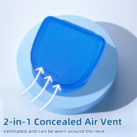 Boîte de rangement personnalisée pour protège-dents en PE bleu avec logo, étui pour appareil dentaire, support pour protège-dents