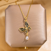 Collier pendentif en zircon en acier titane Resoul plaqué or 18 carats, chaîne délicate pour femme, idéal pour mariage